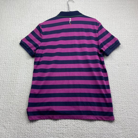 RLX Ralph Lauren Polo Shirt Mens Large Purple / Blue Striped Stretch Preppy Golf - Picture 12 of 16